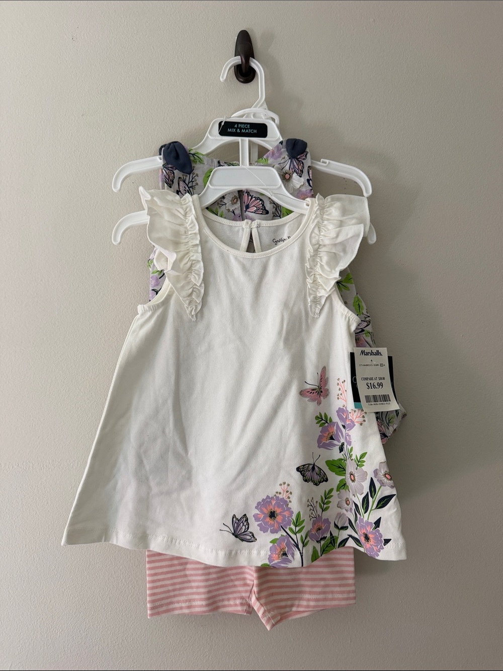 Cynthia Rowley White Tank with Pink & Purple Floral Butterfly Trim